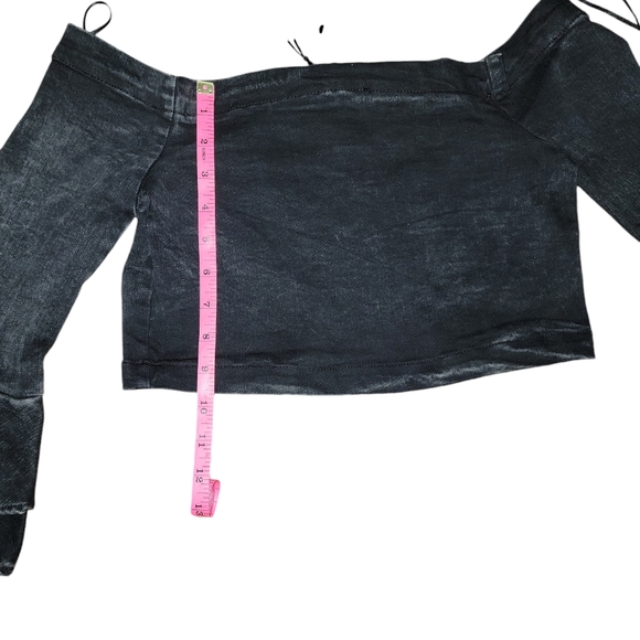HP🎉NWT Zara woman premium denim black denim crop with bell sleeves - Picture 11 of 11